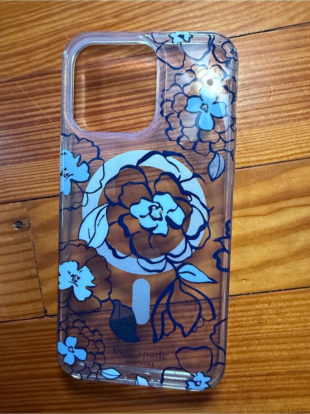 kate spade Clear Phone Case with Light Blue Floral Print